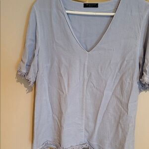 Maven West Soft Blue V-Neck Blouse